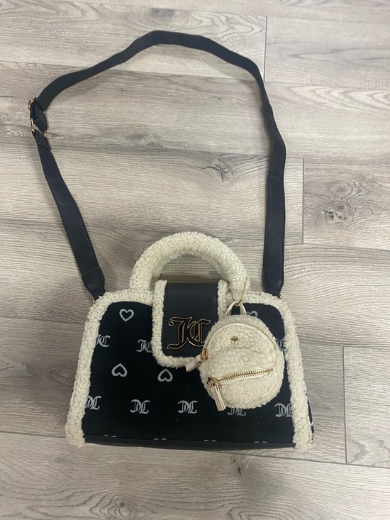Handbags - Black and white furry Juicy Couture cross body bag!